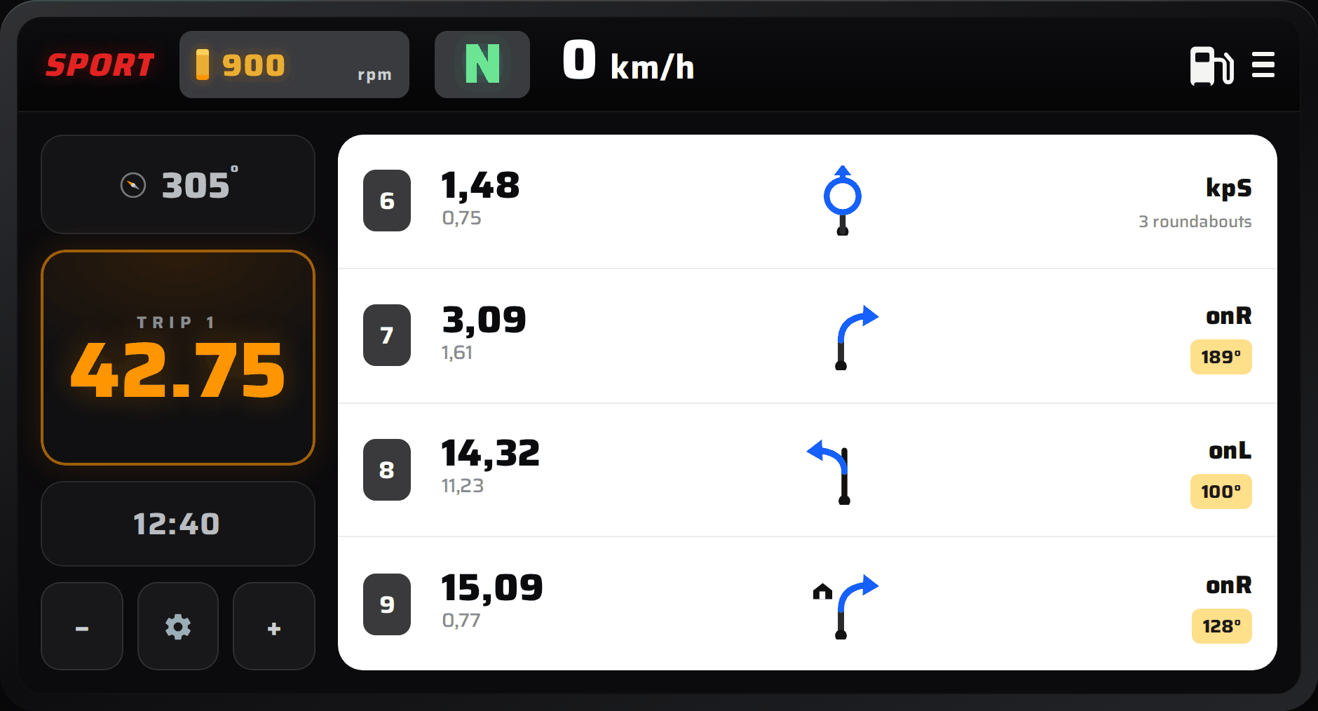 RallyDeck running on the CFMoto 800 MT ES TFT display